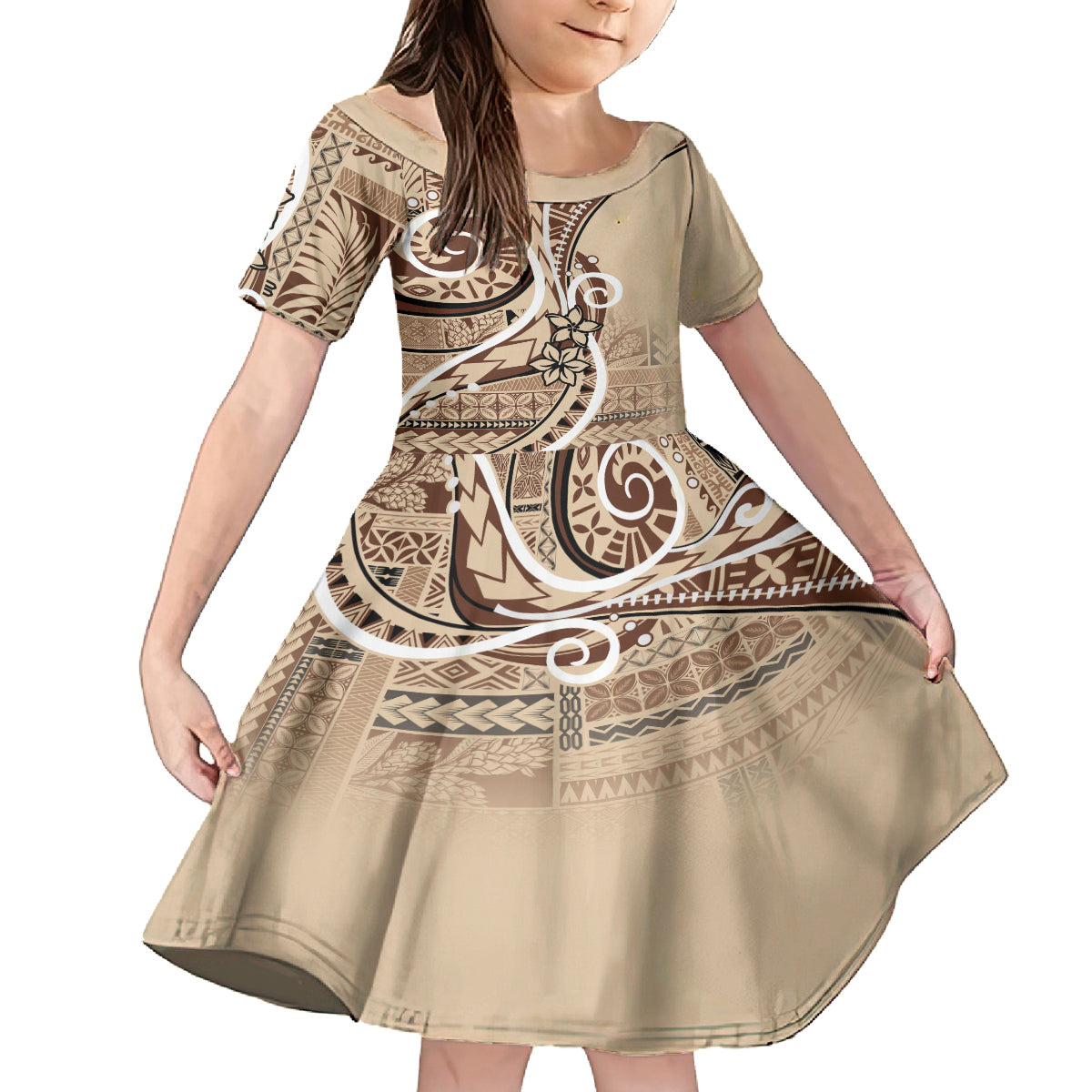 Samoa Siapo Classic Motif Kid Short Sleeve Dress Manuia le tuto’atasi o Samoa Independence