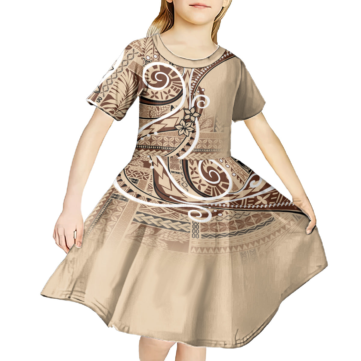 Samoa Siapo Classic Motif Kid Short Sleeve Dress Manuia le tuto’atasi o Samoa Independence