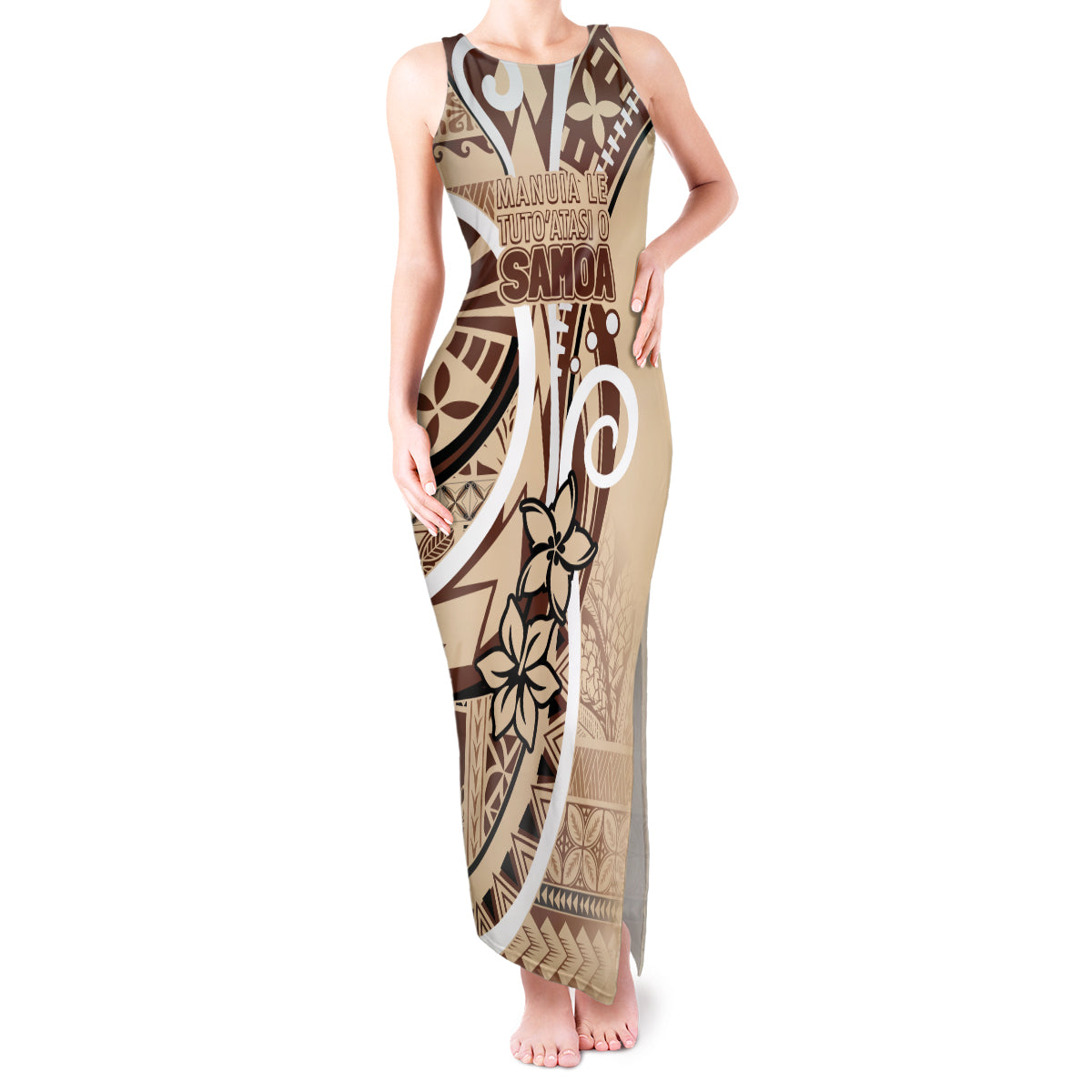 Samoa Siapo Classic Motif Tank Maxi Dress Manuia le tuto’atasi o Samoa Independence