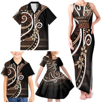 Samoa Siapo Classic Motif Family Matching Tank Maxi Dress and Hawaiian Shirt Manuia le tuto’atasi o Samoa Independence Black Style