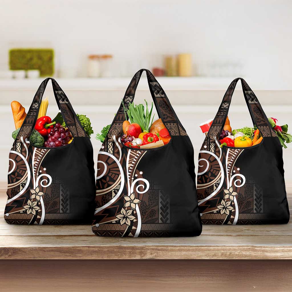 Samoa Siapo Classic Motif Grocery Bag Manuia le tutoatasi o Samoa Independence Black Style LT7 3-pack One Size Black - Polynesian Pride
