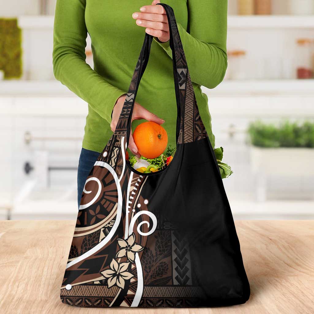 Samoa Siapo Classic Motif Grocery Bag Manuia le tutoatasi o Samoa Independence Black Style LT7 - Polynesian Pride