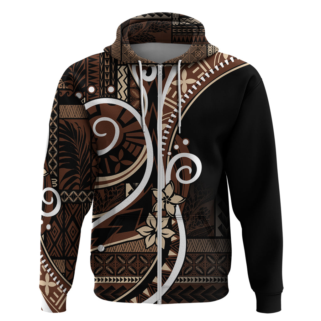 Samoa Siapo Classic Motif Zip Hoodie Manuia le tuto’atasi o Samoa Independence Black Style