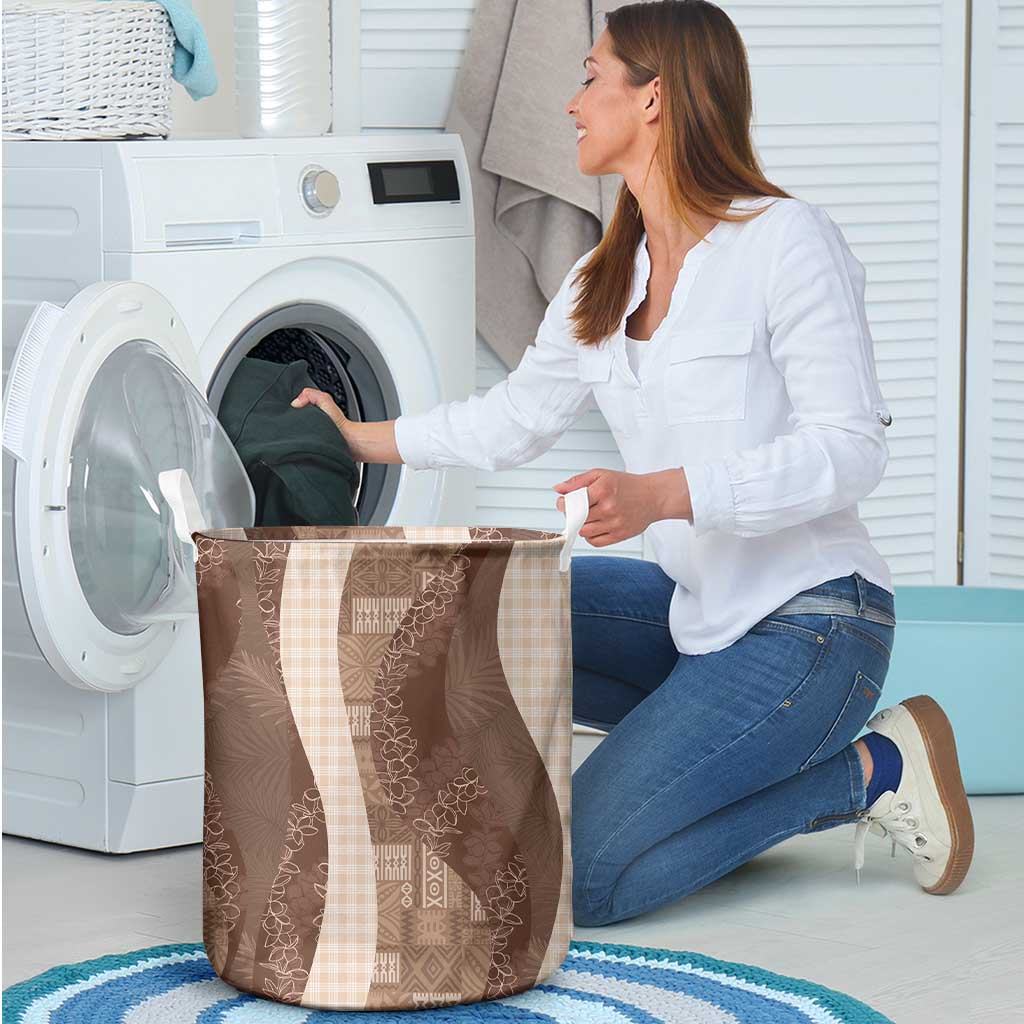 Polynesian Tribal Pattern Patchwork Picturesque Laundry Basket Mocha LT7 - Polynesian Pride