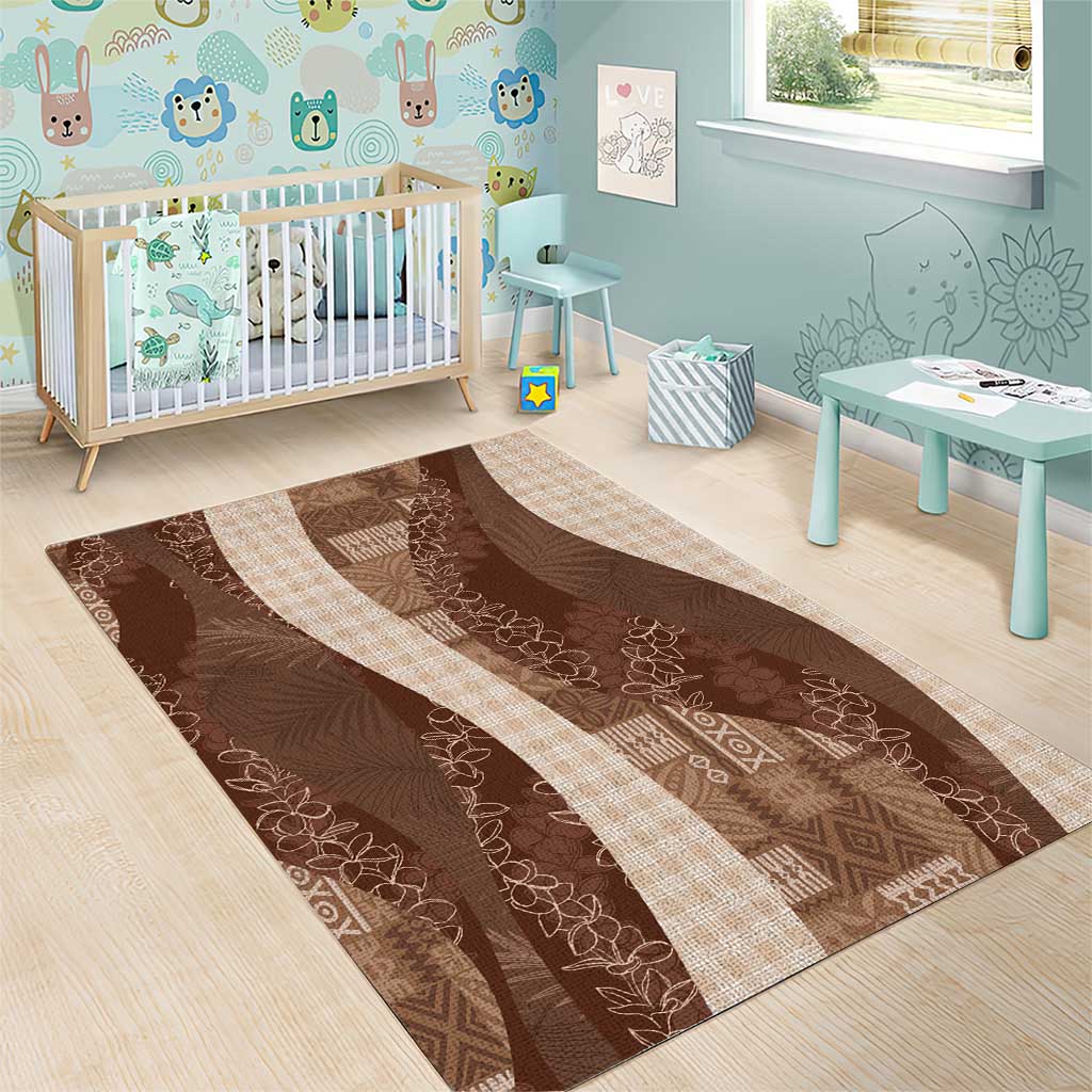 Polynesian Tribal Pattern Patchwork Picturesque Area Rug Mocha LT7 - Polynesian Pride