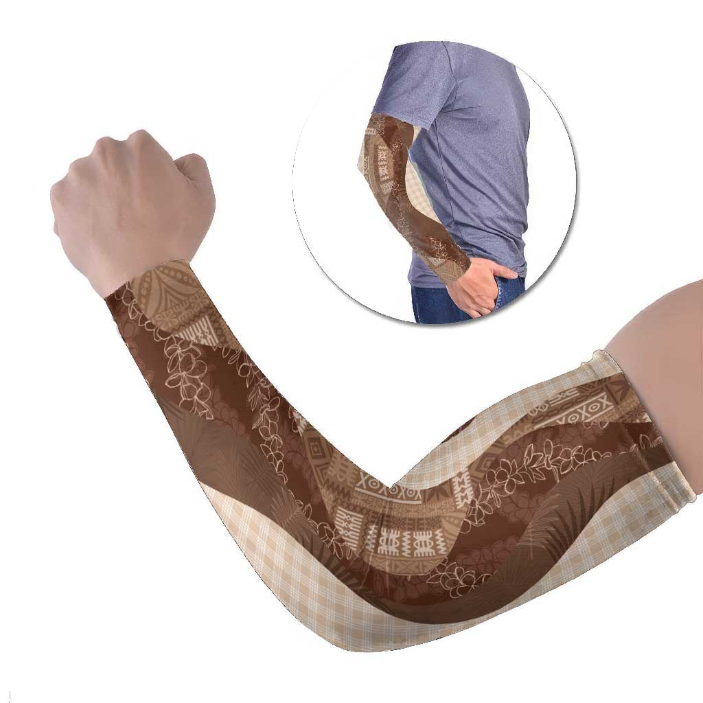 Polynesian Tribal Pattern Patchwork Picturesque Arm Sleeves Mocha LT7 Set of 2 Mocha - Polynesian Pride
