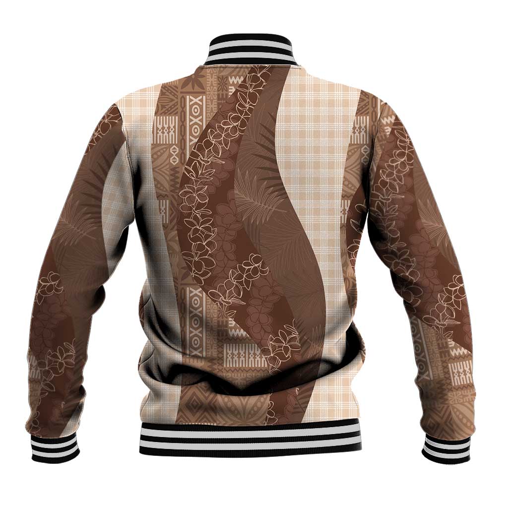 Polynesian Tribal Pattern Patchwork Picturesque Baseball Jacket Mocha LT7 - Polynesian Pride