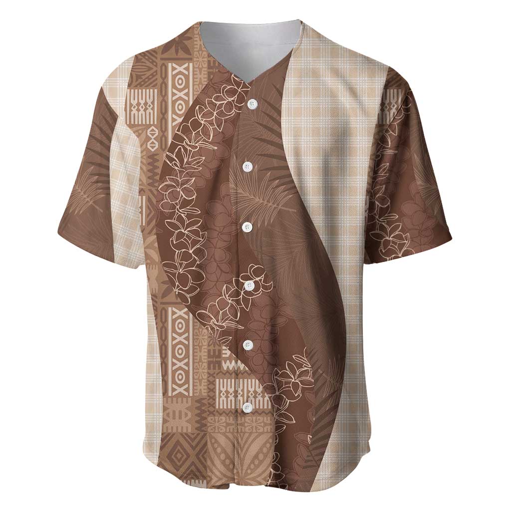 Polynesian Tribal Pattern Patchwork Picturesque Baseball Jersey Mocha LT7 Mocha - Polynesian Pride