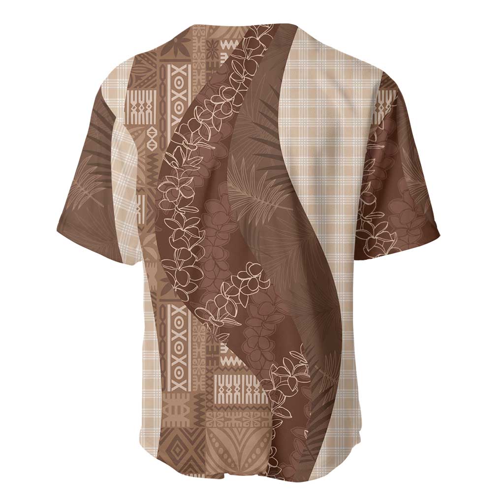 Polynesian Tribal Pattern Patchwork Picturesque Baseball Jersey Mocha LT7 - Polynesian Pride