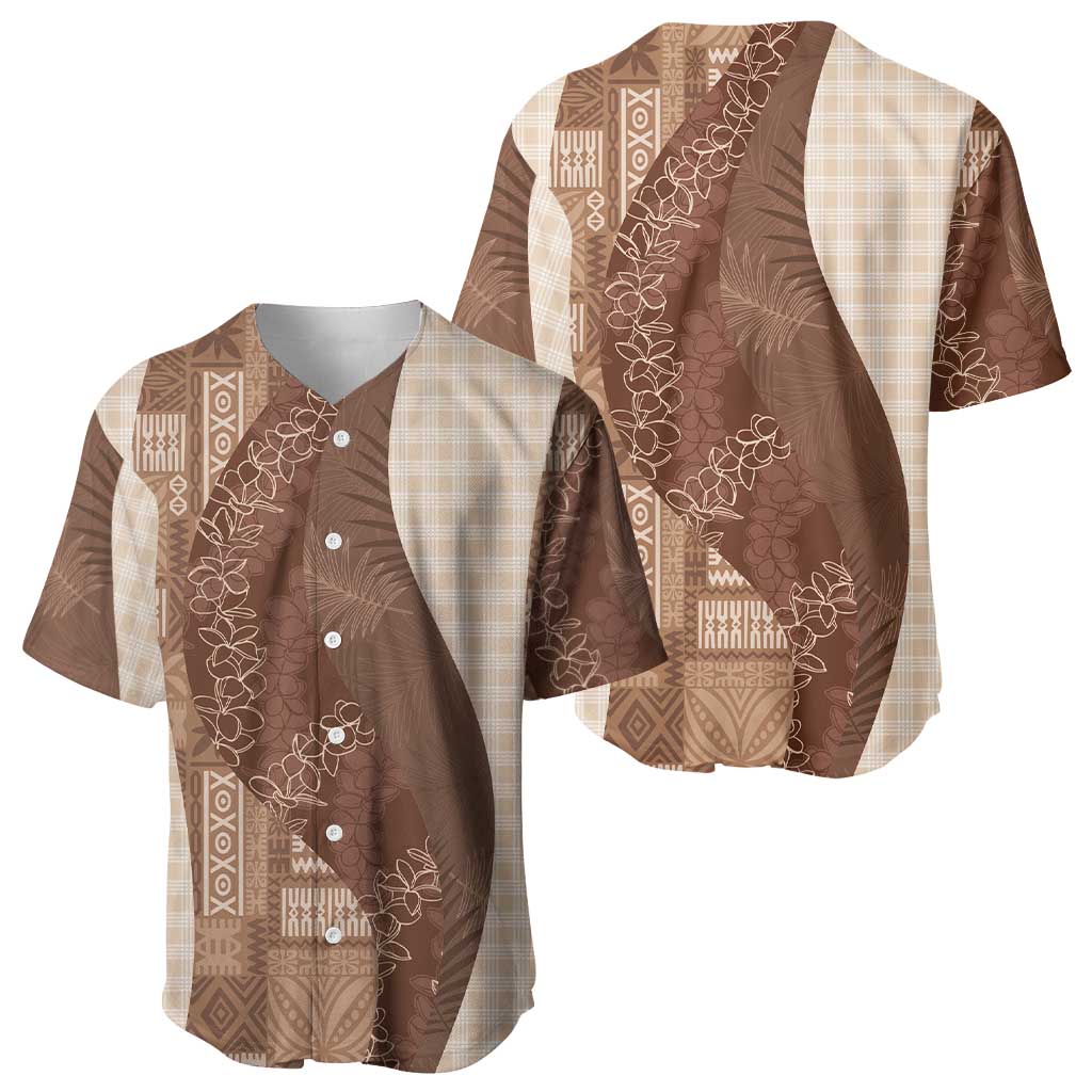 Polynesian Tribal Pattern Patchwork Picturesque Baseball Jersey Mocha LT7 - Polynesian Pride