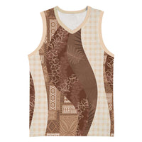 Polynesian Tribal Pattern Patchwork Picturesque Basketball Jersey Mocha