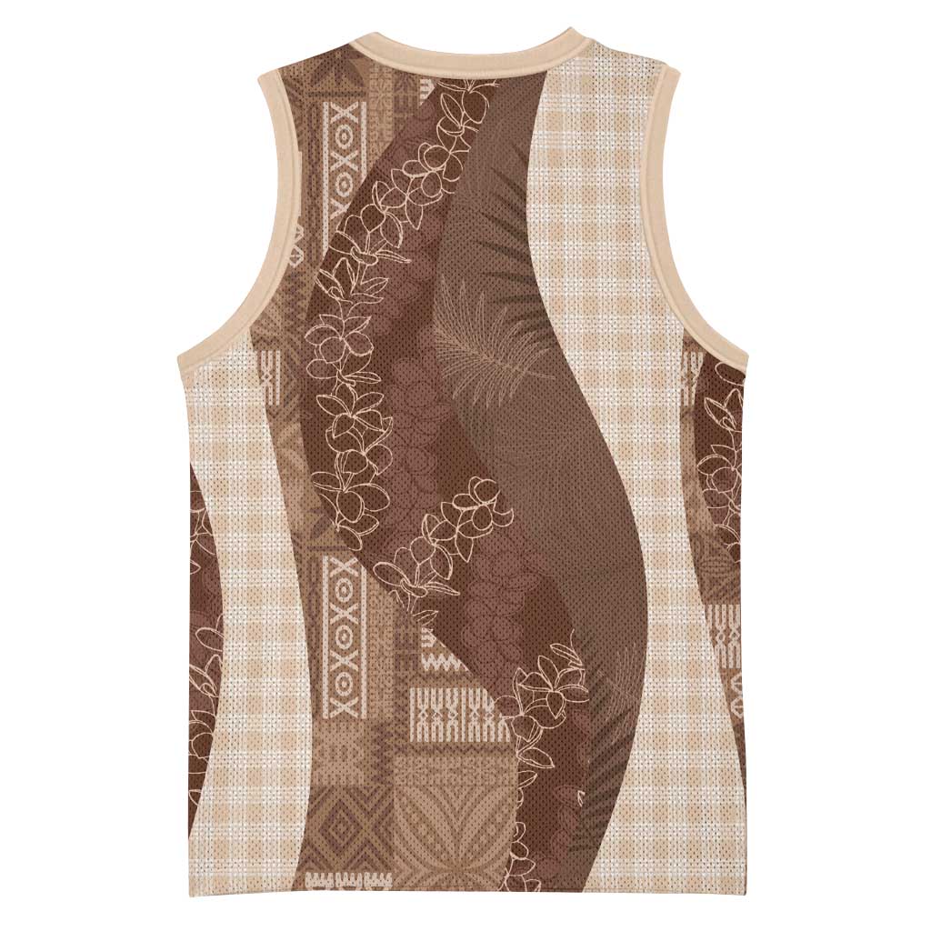 Polynesian Tribal Pattern Patchwork Picturesque Basketball Jersey Mocha