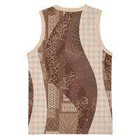 Polynesian Tribal Pattern Patchwork Picturesque Basketball Jersey Mocha