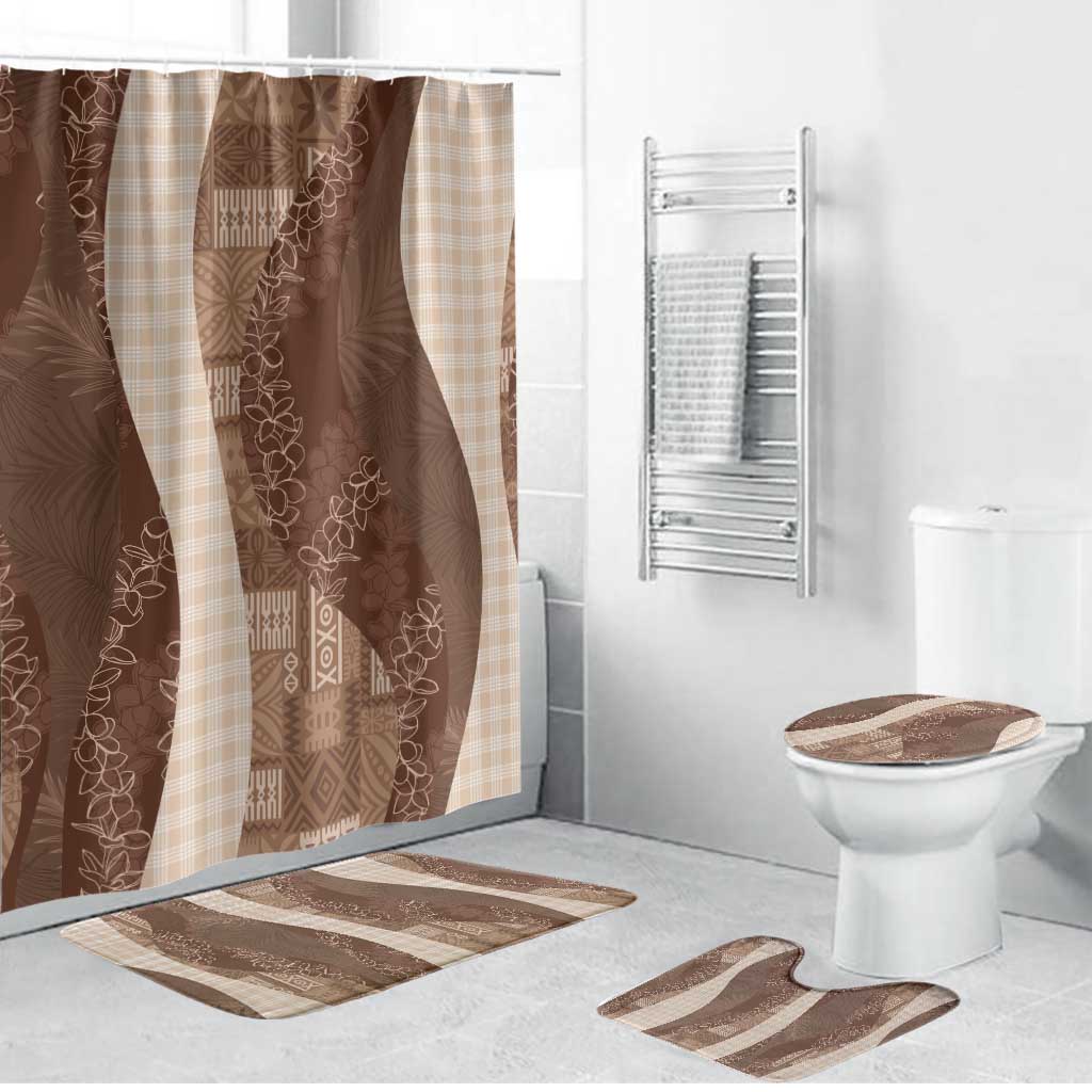 Polynesian Tribal Pattern Patchwork Picturesque Bathroom Set Mocha LT7 Bathroom Set (4 pcs) Mocha - Polynesian Pride