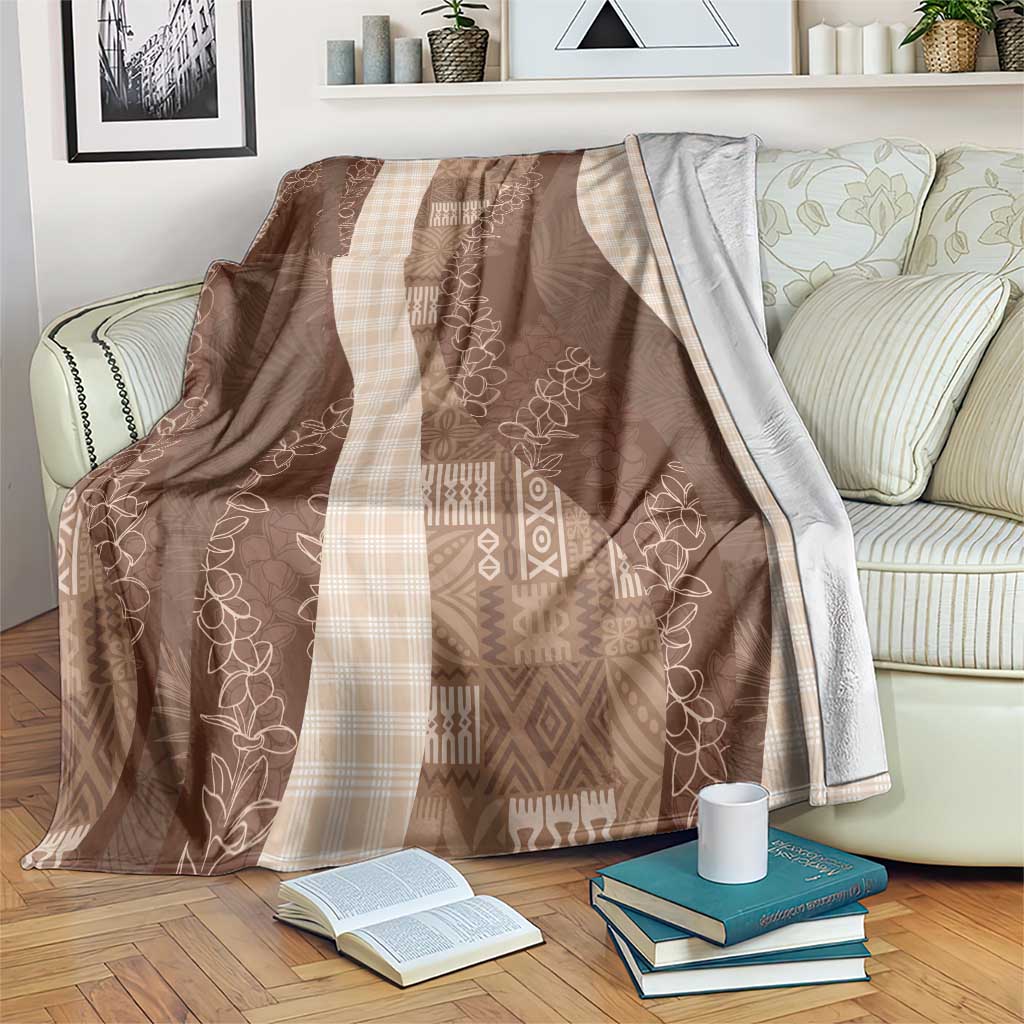 Polynesian Tribal Pattern Patchwork Picturesque Blanket Mocha LT7 Mocha - Polynesian Pride