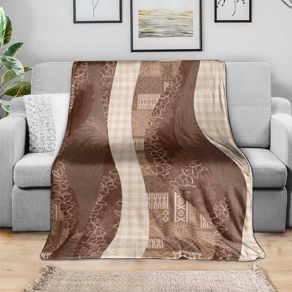 Polynesian Tribal Pattern Patchwork Picturesque Blanket Mocha LT7 - Polynesian Pride