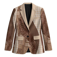 Polynesian Tribal Pattern Patchwork Picturesque Blazer Mocha LT7 Unisex Mocha - Polynesian Pride