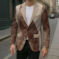 Polynesian Tribal Pattern Patchwork Picturesque Blazer Mocha LT7 - Polynesian Pride