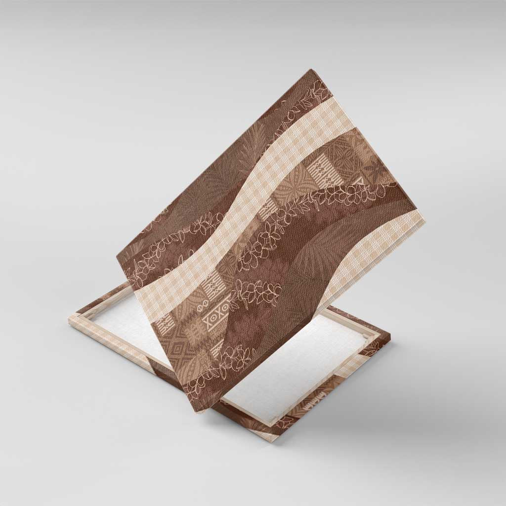 Polynesian Tribal Pattern Patchwork Picturesque Canvas Wall Art Mocha LT7 With Frame Mocha - Polynesian Pride
