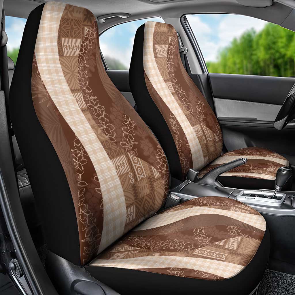 Polynesian Tribal Pattern Patchwork Picturesque Car Seat Cover Mocha LT7 - Polynesian Pride