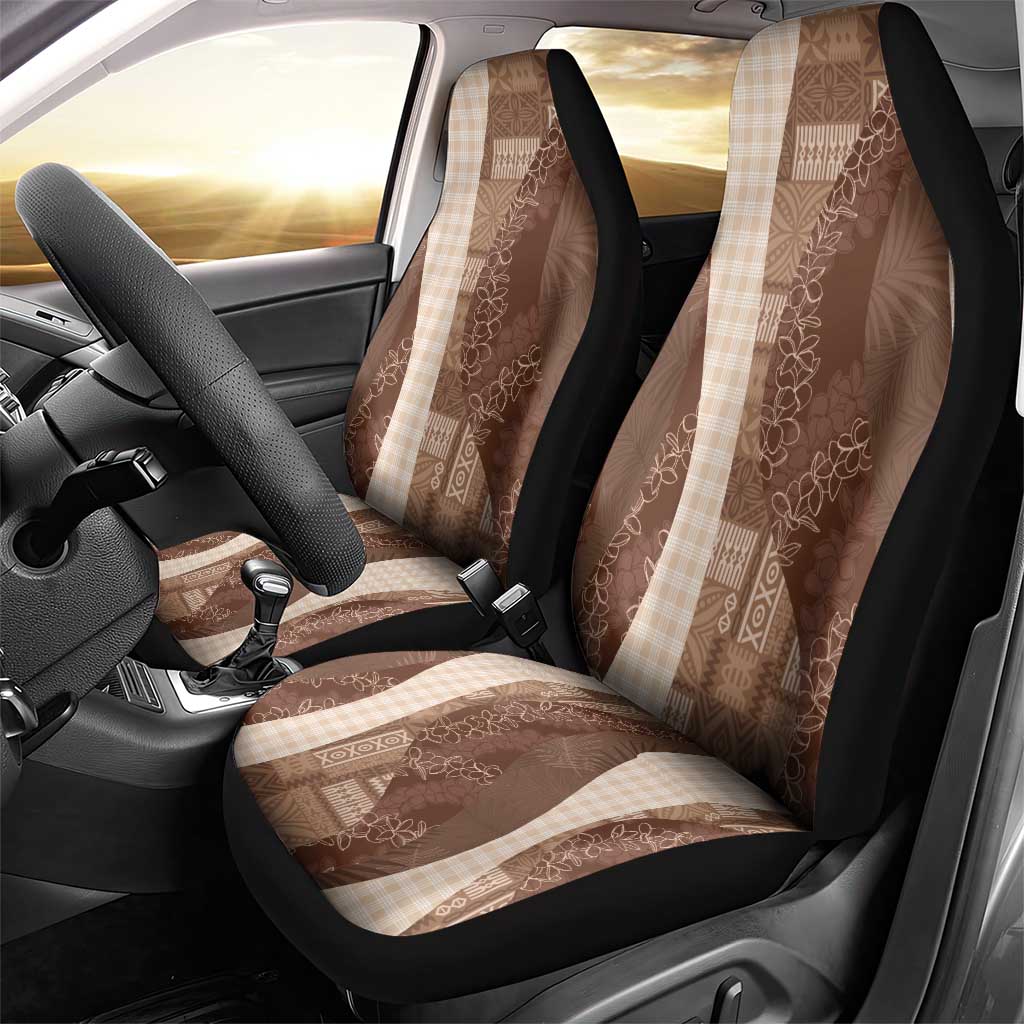 Polynesian Tribal Pattern Patchwork Picturesque Car Seat Cover Mocha LT7 - Polynesian Pride