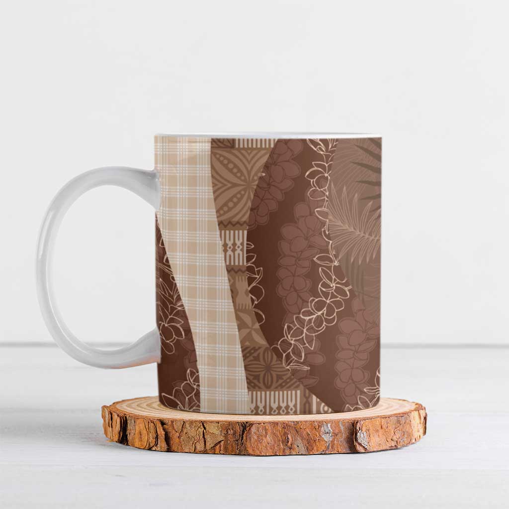 Polynesian Tribal Pattern Patchwork Picturesque Ceramic Mug Mocha LT7 Mocha - Polynesian Pride