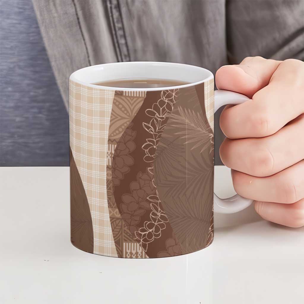 Polynesian Tribal Pattern Patchwork Picturesque Ceramic Mug Mocha LT7 - Polynesian Pride