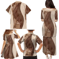 Polynesian Tribal Pattern Patchwork Picturesque Family Matching Puletasi and Hawaiian Shirt Mocha LT7 - Polynesian Pride