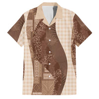 Polynesian Tribal Pattern Patchwork Picturesque Family Matching Summer Maxi Dress and Hawaiian Shirt Mocha LT7 Dad's Shirt - Short Sleeve Mocha - Polynesian Pride