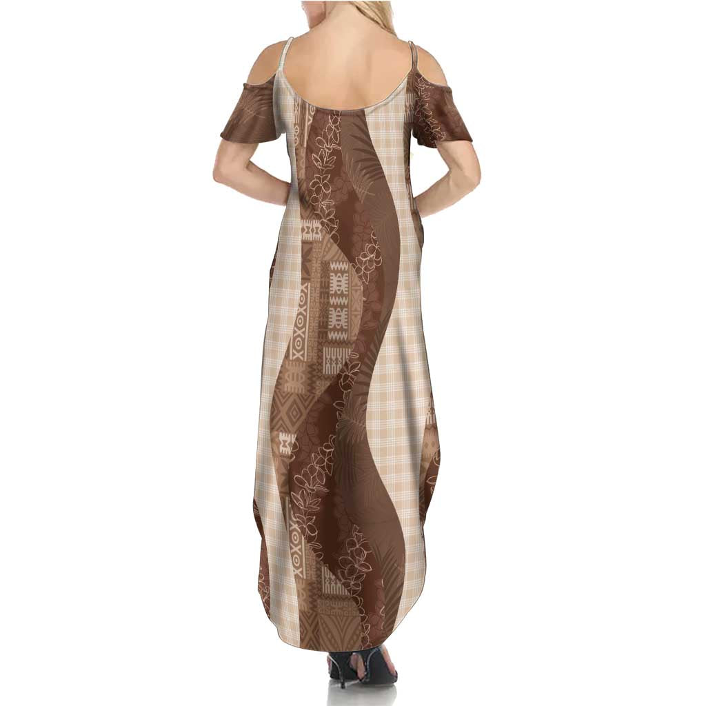 Polynesian Tribal Pattern Patchwork Picturesque Family Matching Summer Maxi Dress and Hawaiian Shirt Mocha LT7 - Polynesian Pride