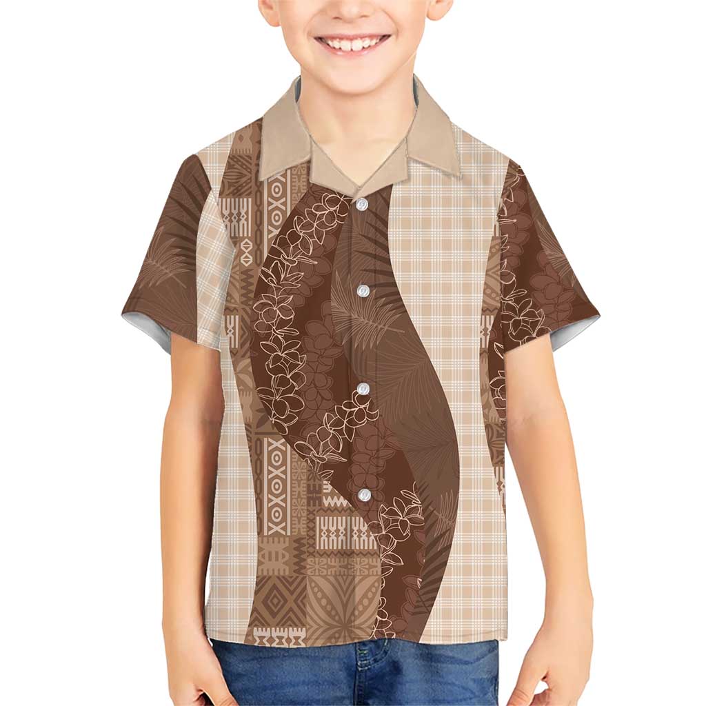 Polynesian Tribal Pattern Patchwork Picturesque Family Matching Summer Maxi Dress and Hawaiian Shirt Mocha LT7 Son's Shirt Mocha - Polynesian Pride