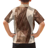 Polynesian Tribal Pattern Patchwork Picturesque Family Matching Tank Maxi Dress and Hawaiian Shirt Mocha