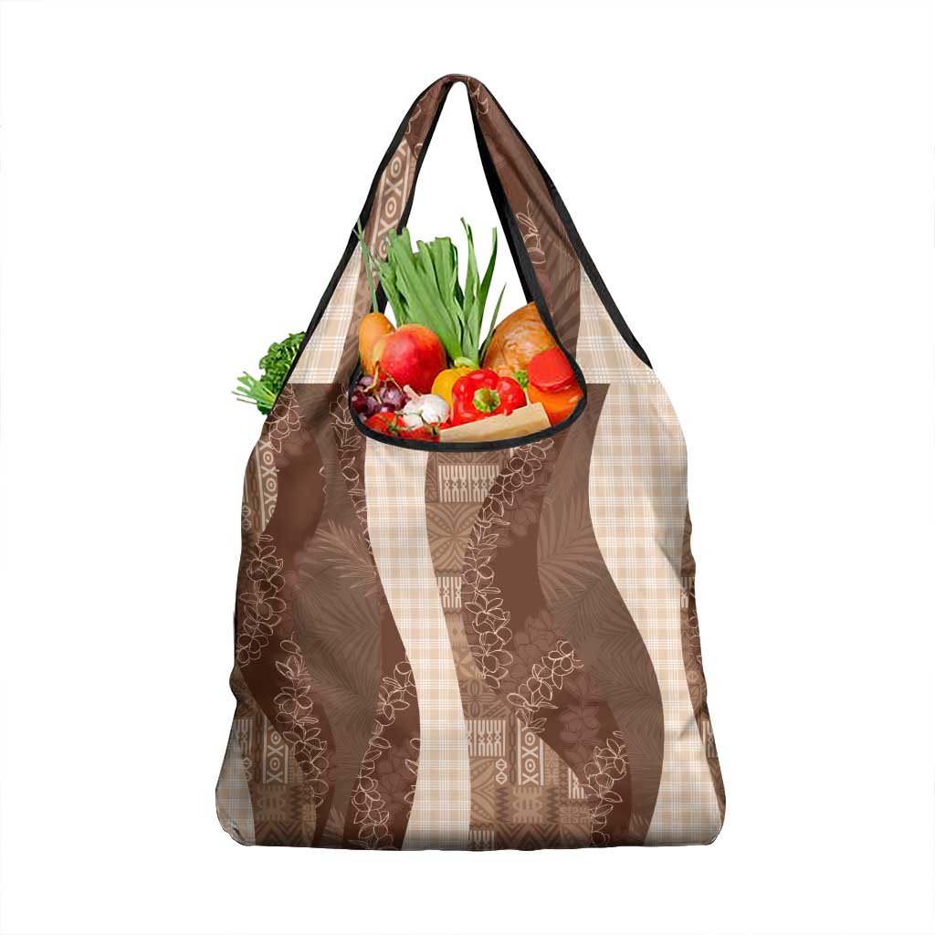 Polynesian Tribal Pattern Patchwork Picturesque Grocery Bag Mocha LT7 1-pack One Size Mocha - Polynesian Pride