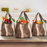 Polynesian Tribal Pattern Patchwork Picturesque Grocery Bag Mocha LT7 3-pack One Size Mocha - Polynesian Pride