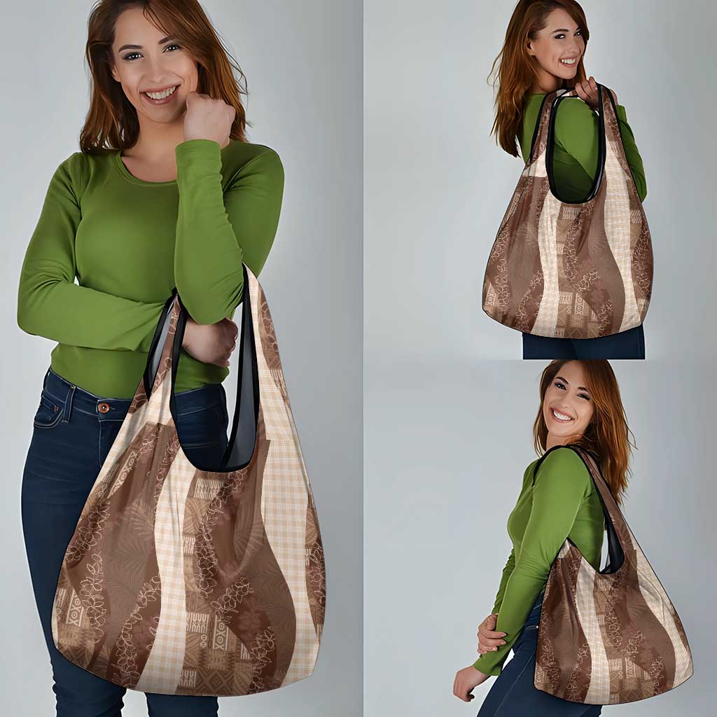 Polynesian Tribal Pattern Patchwork Picturesque Grocery Bag Mocha LT7 - Polynesian Pride