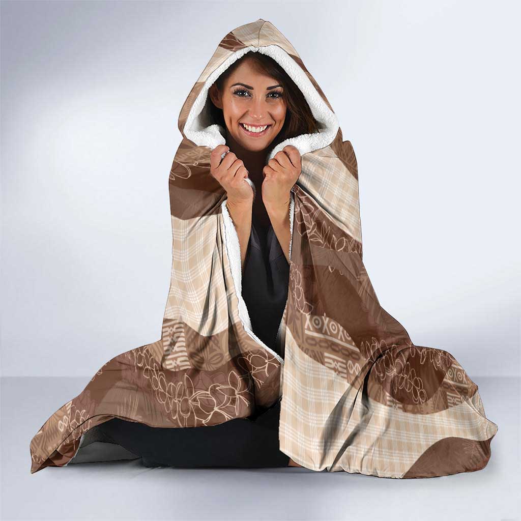 Polynesian Tribal Pattern Patchwork Picturesque Hooded Blanket Mocha LT7 - Polynesian Pride