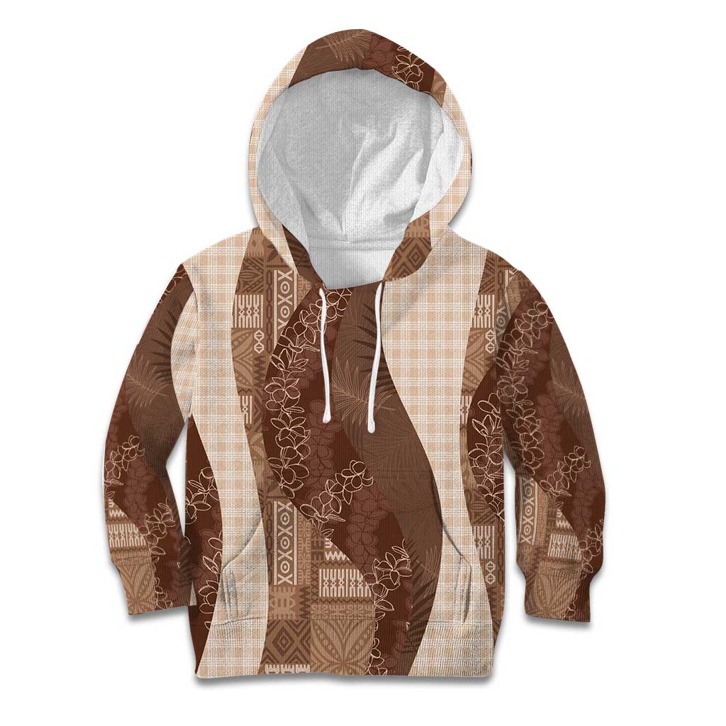 Polynesian Tribal Pattern Patchwork Picturesque Kid Hoodie Mocha LT7 Hoodie Mocha - Polynesian Pride