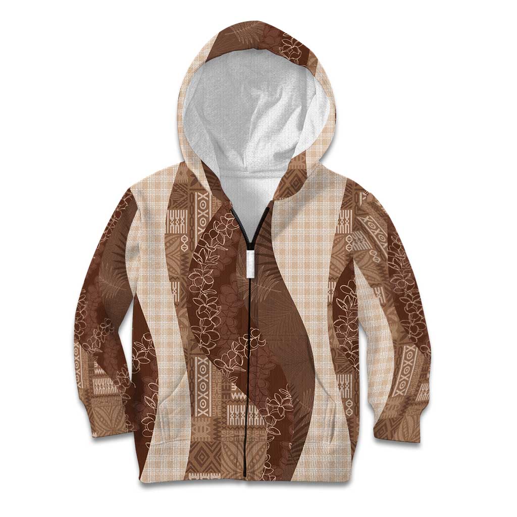 Polynesian Tribal Pattern Patchwork Picturesque Kid Hoodie Mocha LT7 Zip Hoodie Mocha - Polynesian Pride