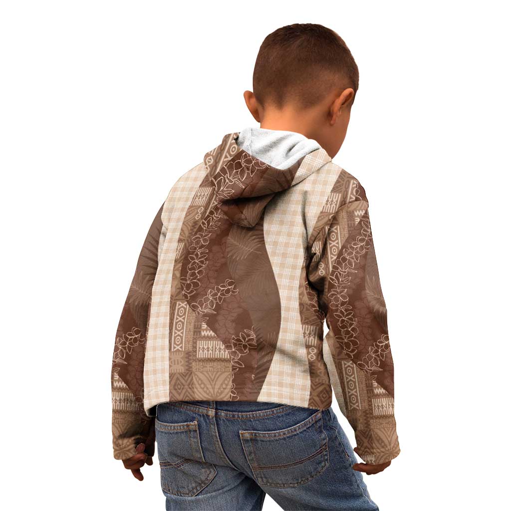 Polynesian Tribal Pattern Patchwork Picturesque Kid Hoodie Mocha LT7 - Polynesian Pride