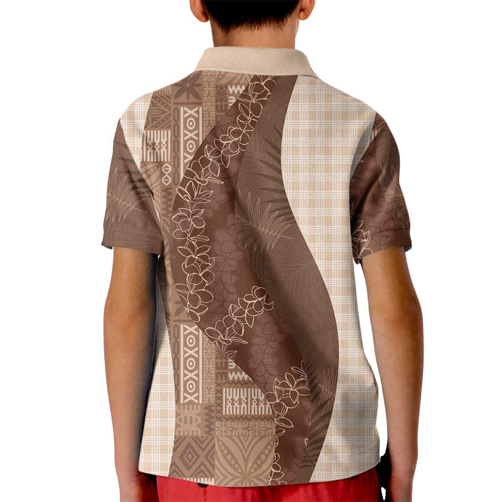 Polynesian Tribal Pattern Patchwork Picturesque Kid Polo Shirt Mocha LT7 - Polynesian Pride