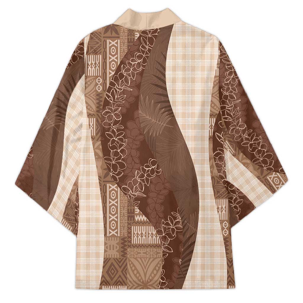 Polynesian Tribal Pattern Patchwork Picturesque Kimono Mocha LT7 - Polynesian Pride