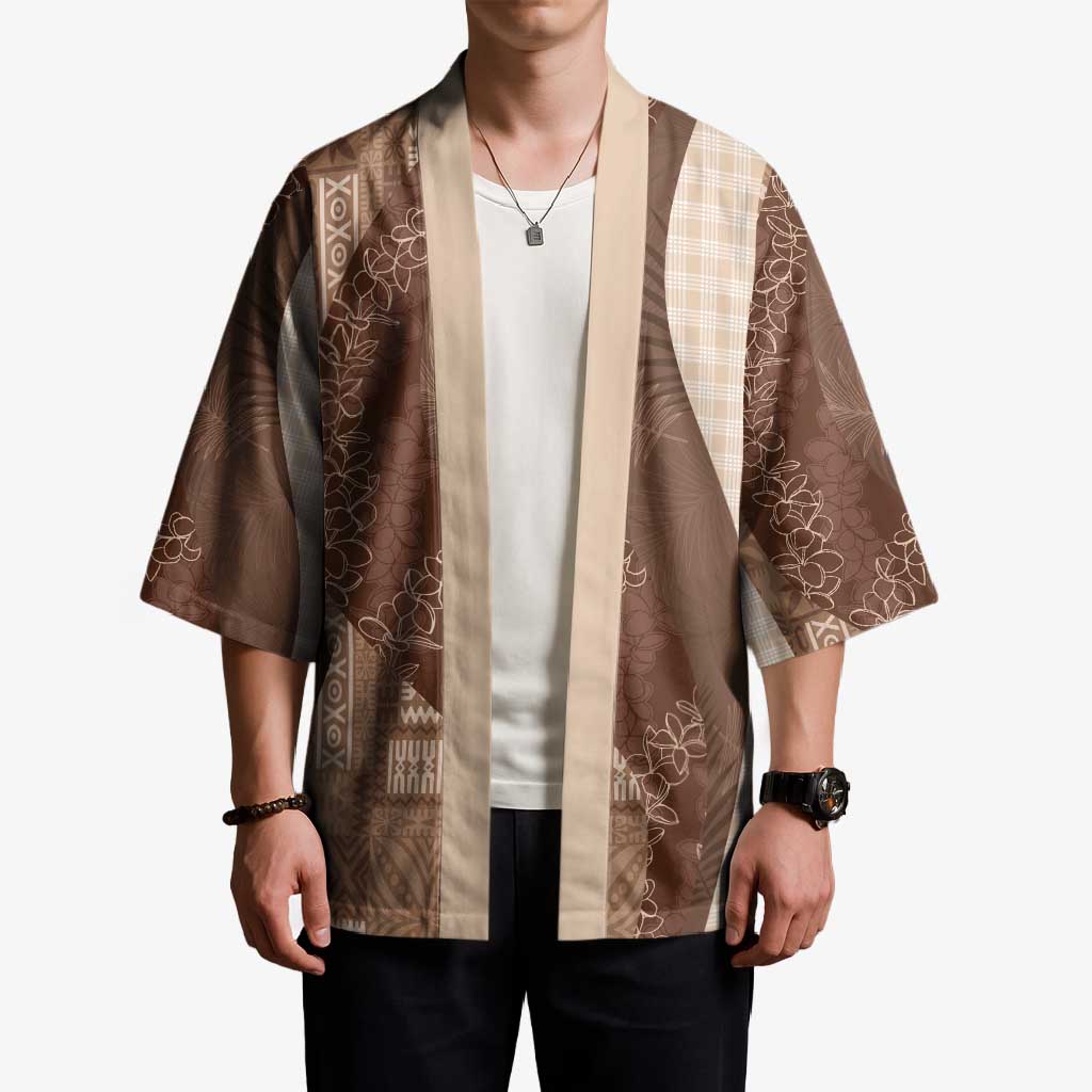Polynesian Tribal Pattern Patchwork Picturesque Kimono Mocha LT7 - Polynesian Pride