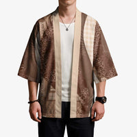 Polynesian Tribal Pattern Patchwork Picturesque Kimono Mocha LT7 - Polynesian Pride