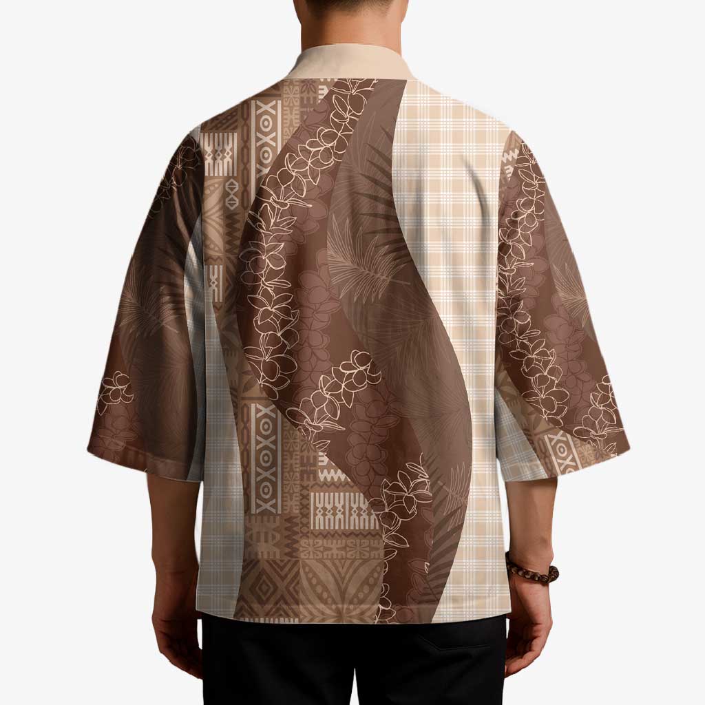 Polynesian Tribal Pattern Patchwork Picturesque Kimono Mocha LT7 - Polynesian Pride