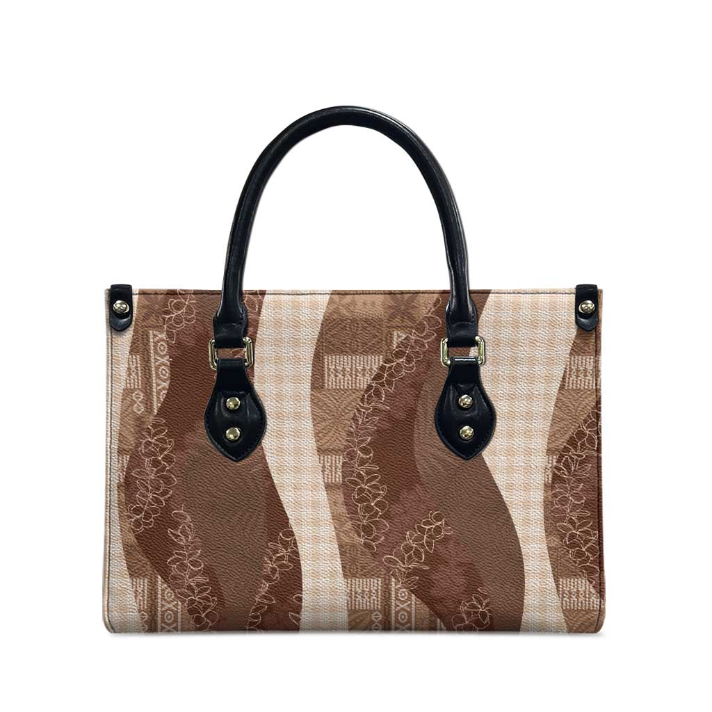 Polynesian Tribal Pattern Patchwork Picturesque Leather Bag Mocha LT7 - Polynesian Pride