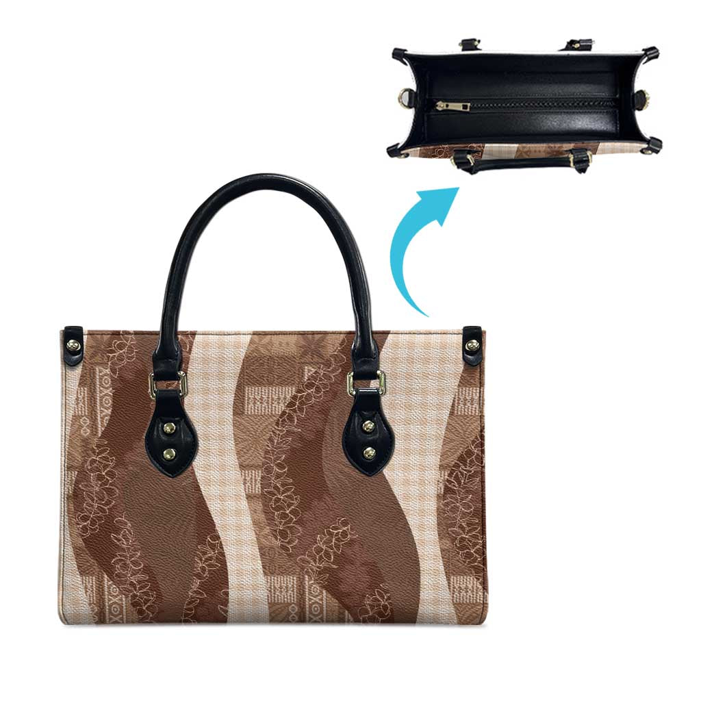 Polynesian Tribal Pattern Patchwork Picturesque Leather Bag Mocha LT7 - Polynesian Pride