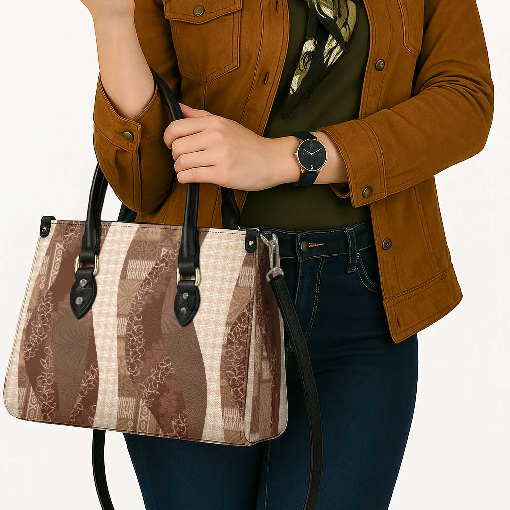 Polynesian Tribal Pattern Patchwork Picturesque Leather Bag Mocha LT7 - Polynesian Pride