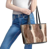 Polynesian Tribal Pattern Patchwork Picturesque Leather Tote Bag Mocha LT7 - Polynesian Pride