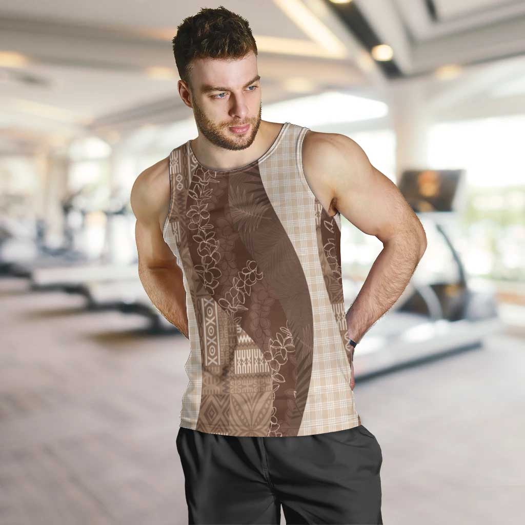 Polynesian Tribal Pattern Patchwork Picturesque Men Tank Top Mocha LT7 Mocha - Polynesian Pride