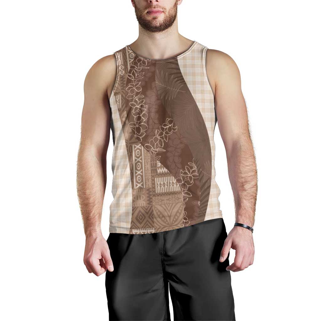 Polynesian Tribal Pattern Patchwork Picturesque Men Tank Top Mocha LT7 - Polynesian Pride